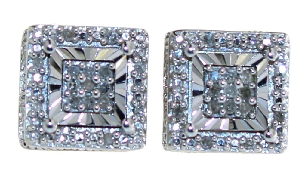 Princess Cut Pave' Diamond Stud Earrings (1 of 1)