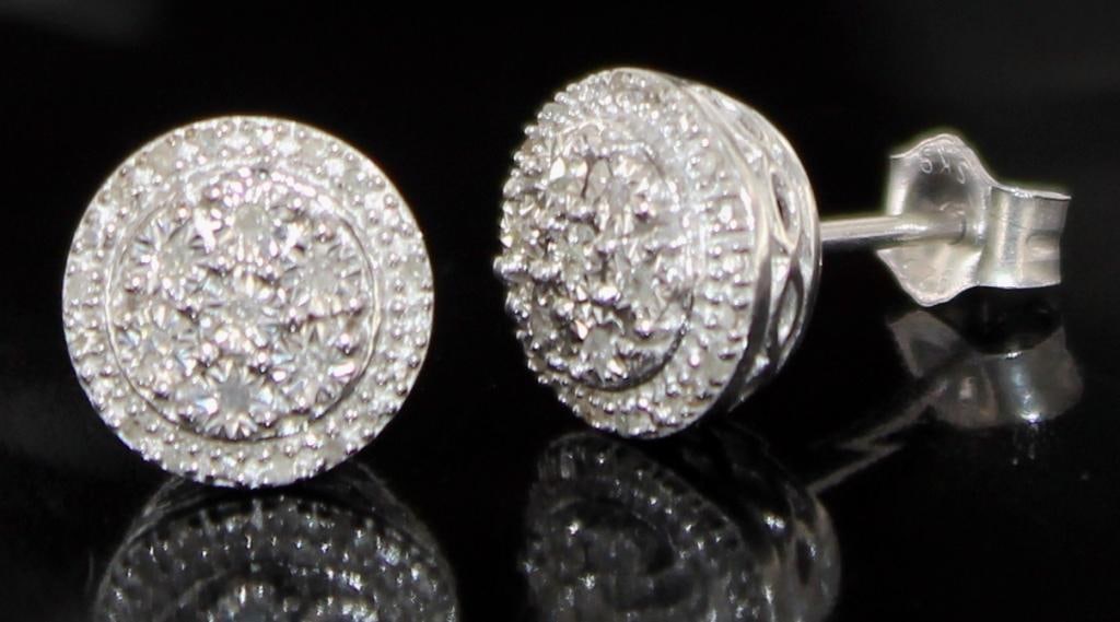 Brilliant Natural Diamond Halo Stud Earrings (1 of 2)
