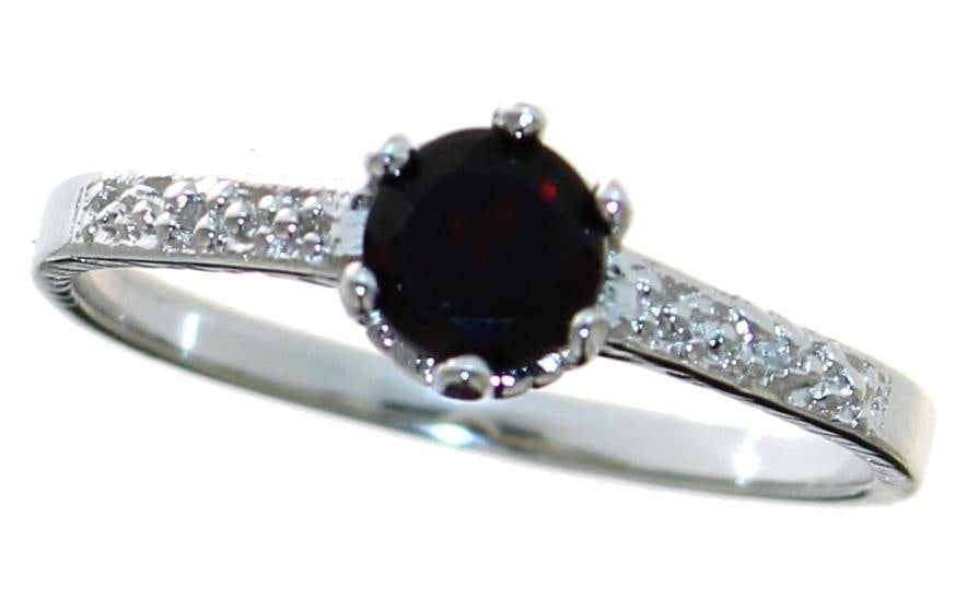Round Natural Garnet & Diamond Ring (1 of 1)