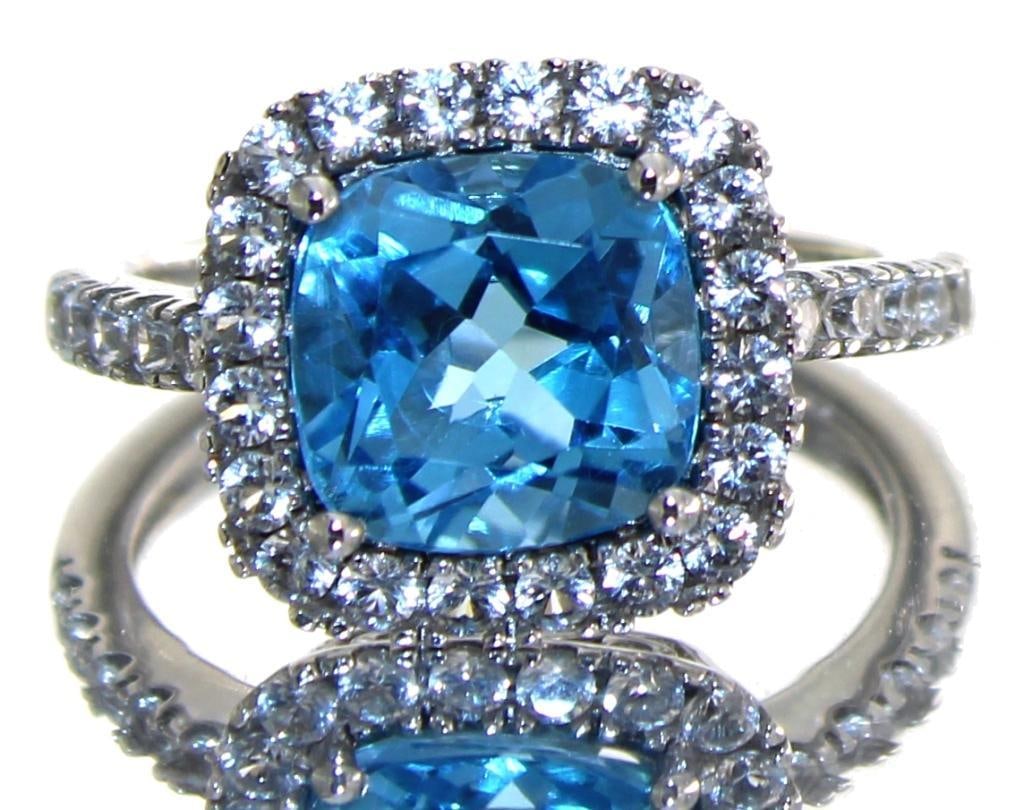 Cushion Cut 4.60 ct Blue Topaz Dinner Ring (1 of 2)