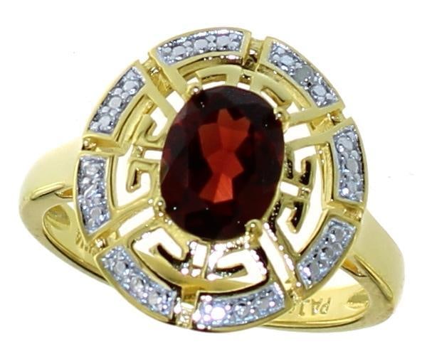 Natural Oval Garnet & Diamond Dinner Ring (1 of 1)