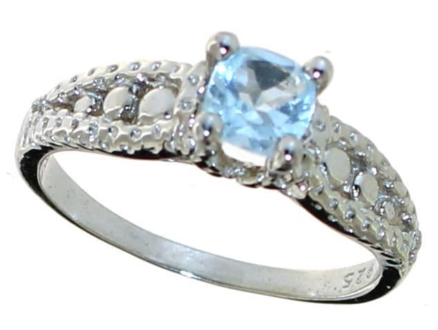 Natural Round Blue Topaz & Diamond Ring (1 of 2)