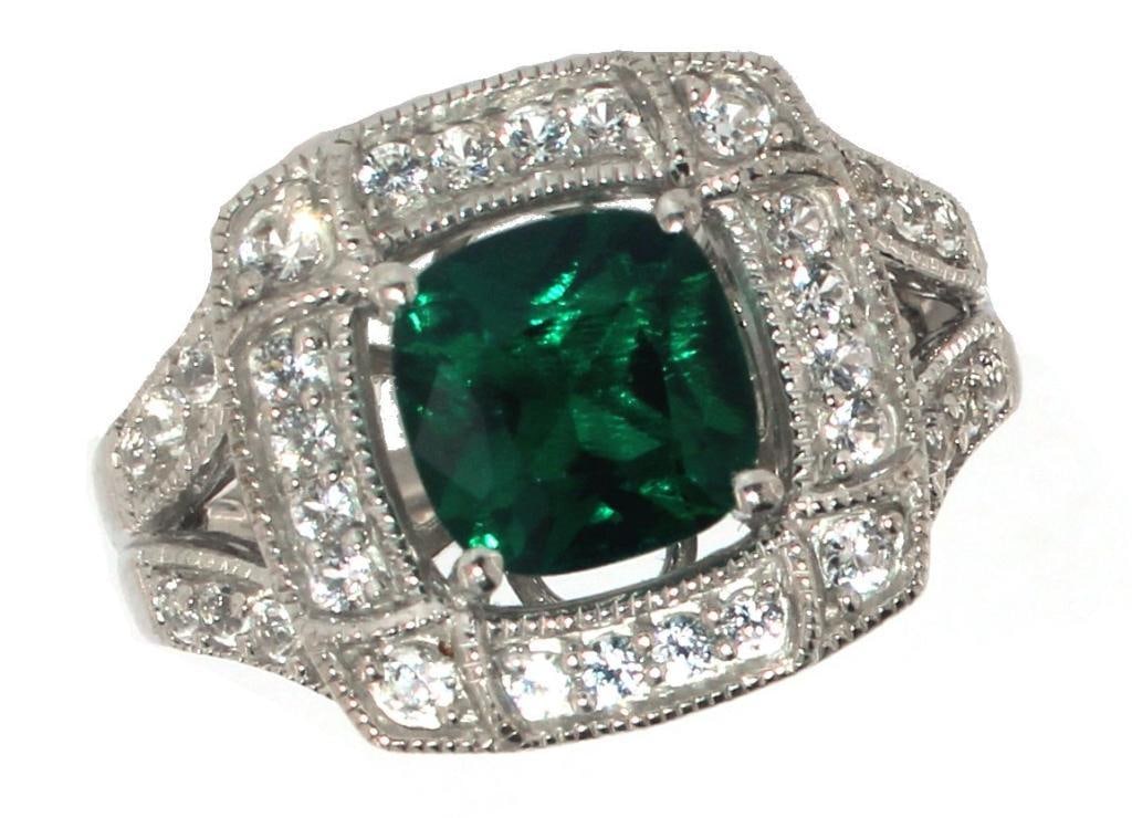 Elegant Emerald & White Sapphire Ring (1 of 2)