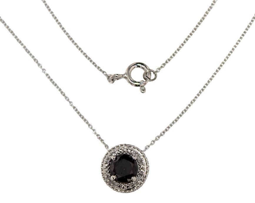 Round Brilliant 1.25 ct Black Diamond Necklace (1 of 1)