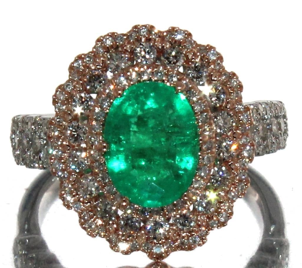 14k Gold Oval 2.62 ct Emerald & Diamond Ring (1 of 5)