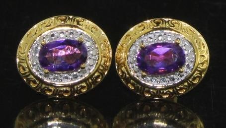 Genuine Amethyst & Diamond Accent Earrings (1 of 1)