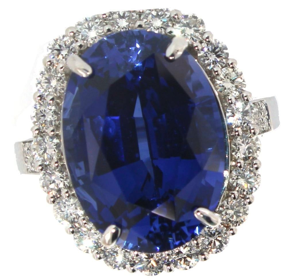 14k Gold 17.39 ct Sapphire & Diamond Ring (1 of 5)