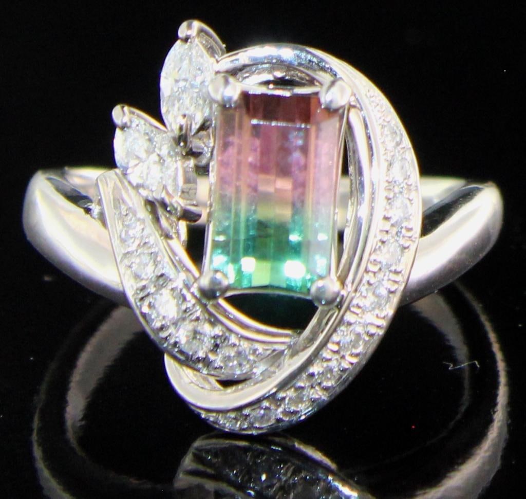 Platinum 1.95 ct Natural Tourmaline & Diamond Ring (1 of 4)