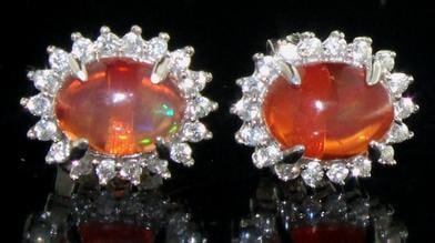 Natural Oval 1.60 ct Fire Opal Stud Earrings (1 of 3)