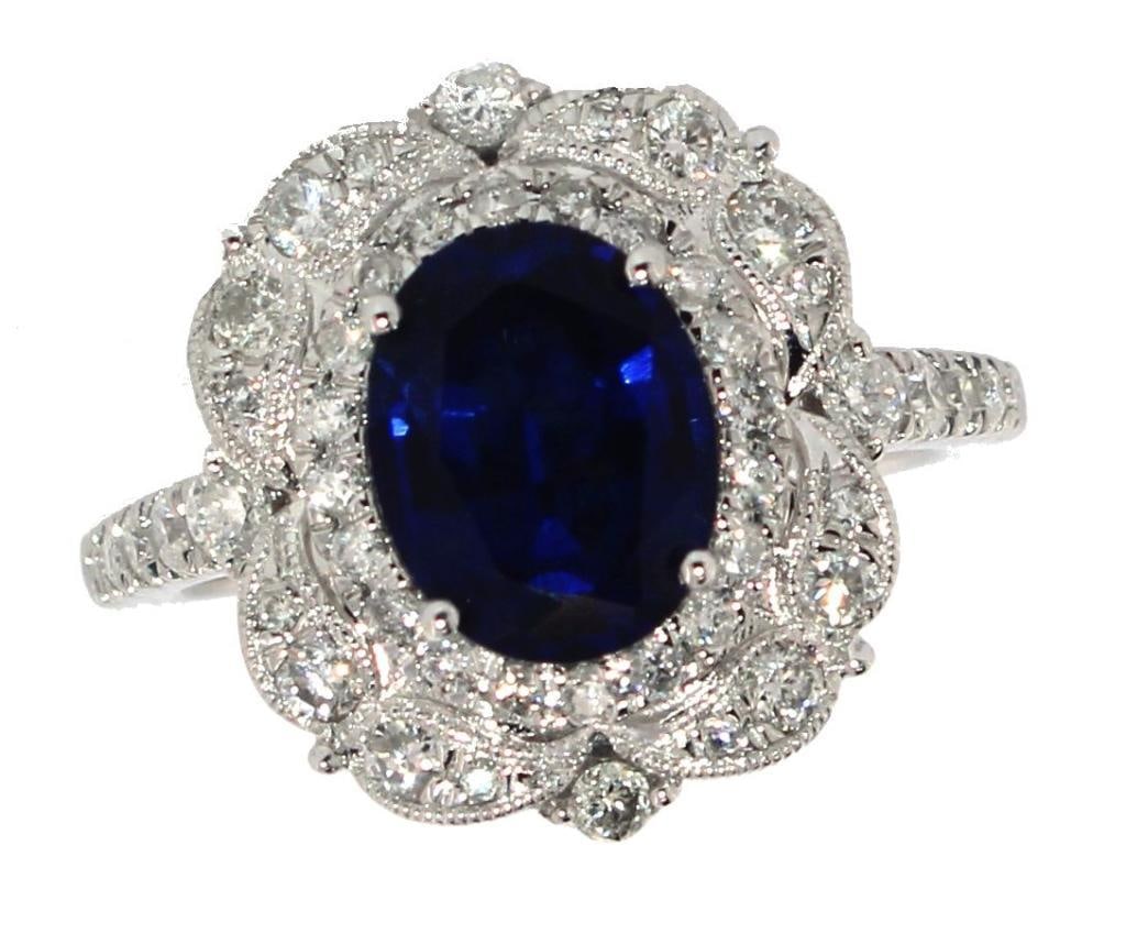14k Gold 3.25 ct Sapphire & Diamond Ring (1 of 4)