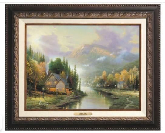 Simpler Times Framed Canvs by Thomas Kinkade: Simpler Times - Canvas Classics This item ships for $39 Image Size: 12 x 16 Elegantly framed with museum qualitymaterials to coordinate with the most popular frame styles in the Thomas Kinkade Limited