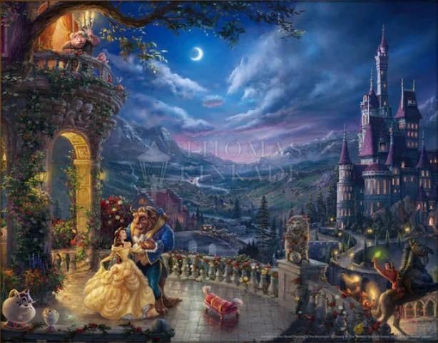 Disney Beauty & the Beast Dancing in the Moonlight: This item ships for $19 Image Size: 11 x 14 Printed on premium Satin Art Paper Long-life pigment inks that outperform conventional press inksCertificate of Authenticity Included Presented in a full si