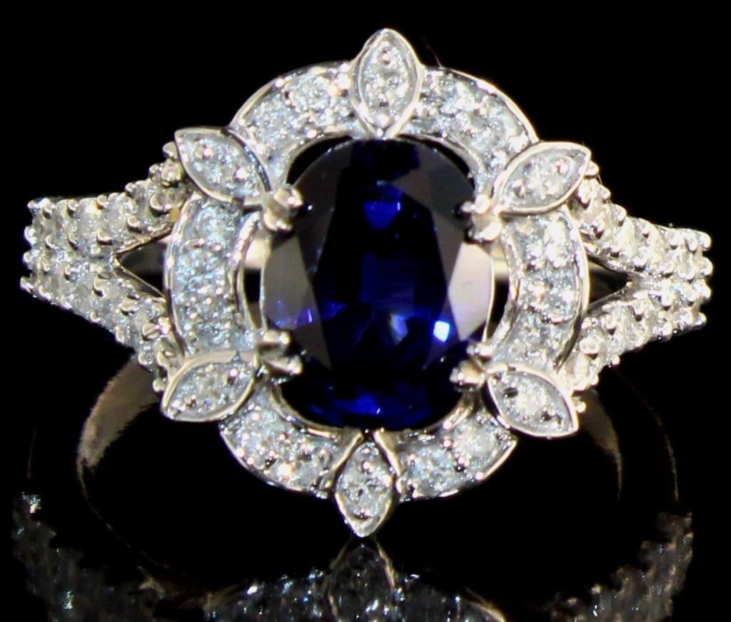 14kt Gold 3.32 ct Sapphire & Diamond Ring (1 of 5)