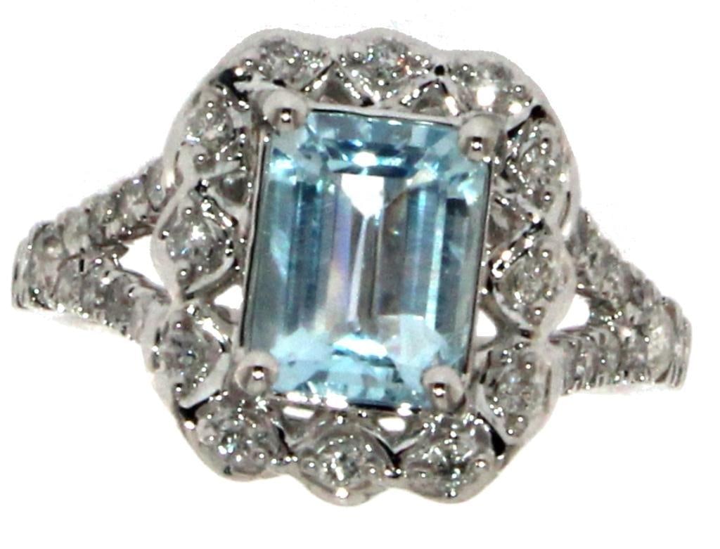14k Gold 1.94 ct Aquamarine & Diamond Ring (1 of 6)