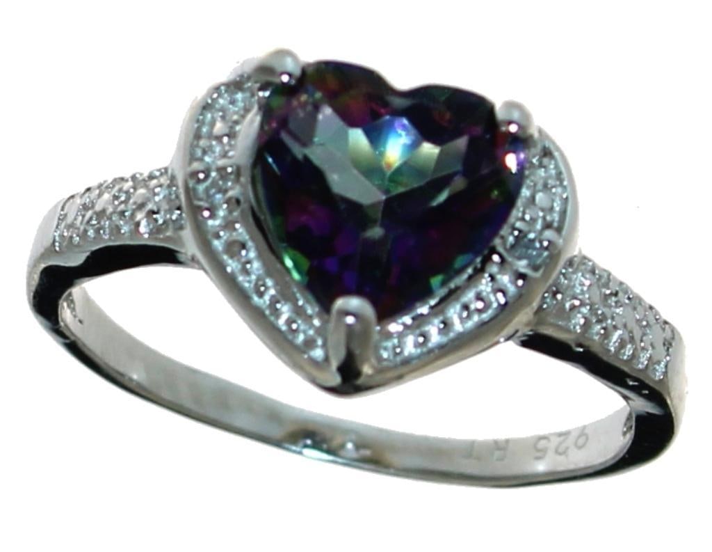 Heart Shape Mystic Topaz & Diamond Ring (1 of 2)