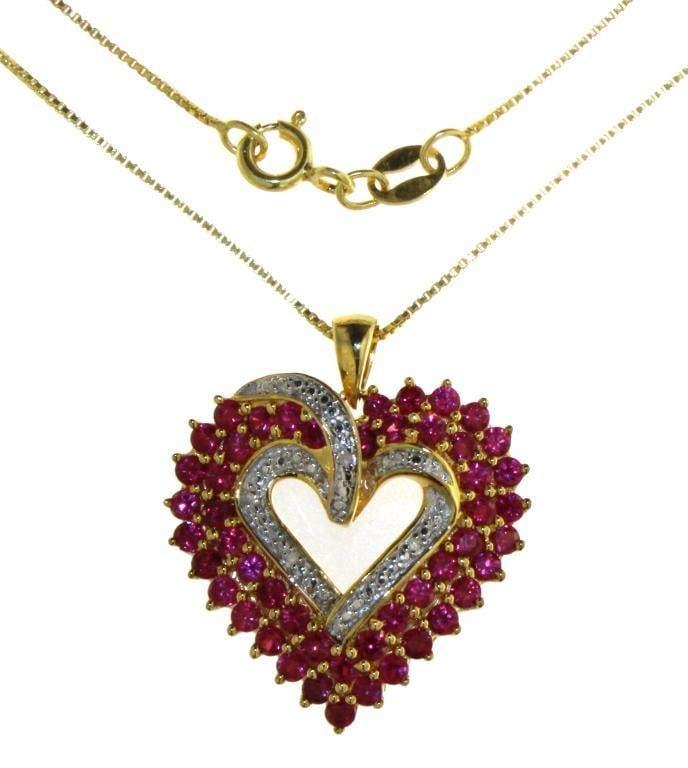 Quality Ruby & Diamond Heart Necklace (1 of 1)