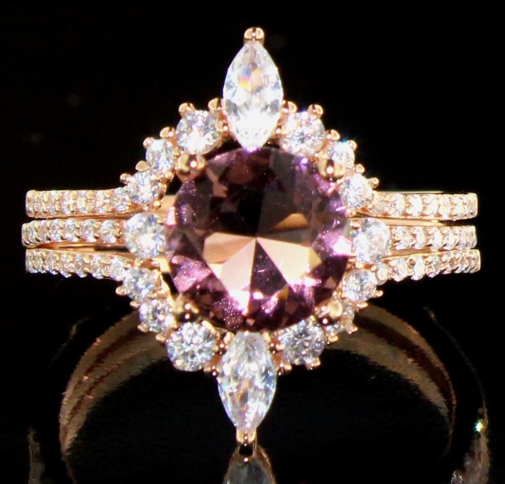 Elegant 3.88 ct Pink Spinel Cocktail Ring: 14k Rose Gold Over Sterling Silver Size: 7.25 Gemstone: Created