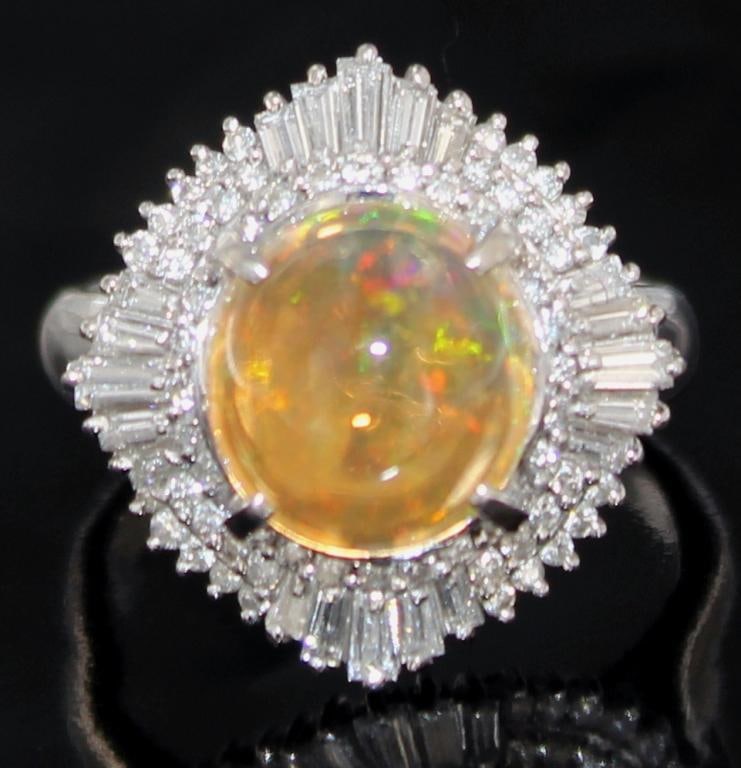 Platinum 4.21 ct Natural Opal & Diamond Ring (1 of 4)
