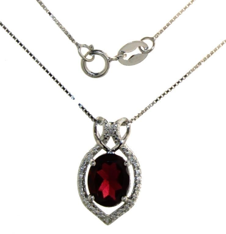 Oval 2.28 ct Natural Garnet & Diamond Necklace (1 of 1)