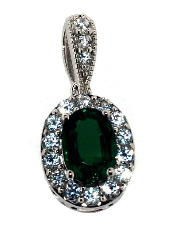 Elegant Oval Emerald & White Topaz Dinner Pendant (1 of 1)