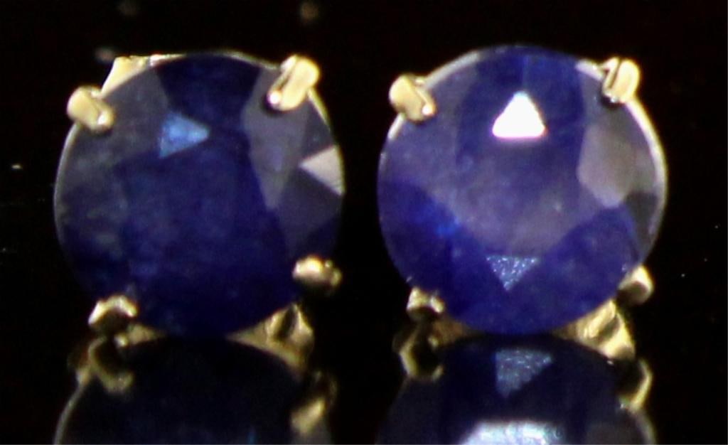 14kt Gold Natural 2.00 ct Sapphire Stud Earrings (1 of 2)