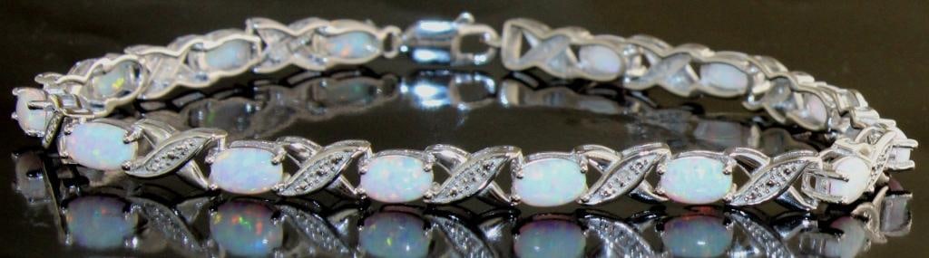 Quality White Opal & Diamond Infinity Bracelet (1 of 1)