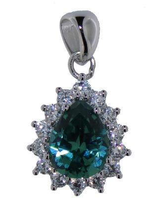 Pear Cut 3.14 ct Color Change Pariaba Pendant: Size: Sterling Silver Gemstone: Lab Grown Pariaba Note that gemstone will change colors from pink to green depending on the lighting.