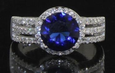 Brilliant 2.50 ct Sapphire Solitaire Ring: Sterling Silver. Size 8 Gemstone: Created