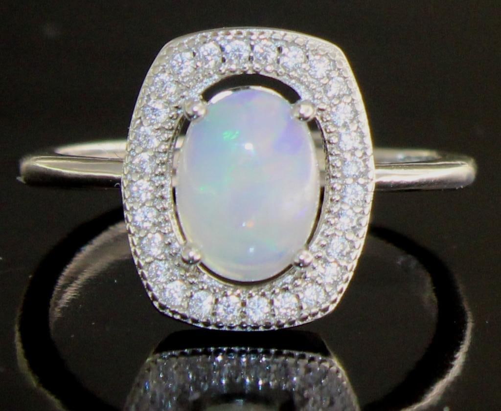 Genuine Ethiopian White Opal Dinner Ring (1 of 1)