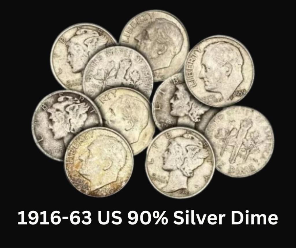 (100 pc) 1916-1963 US 90% Silver Dime Collection (1 of 1)