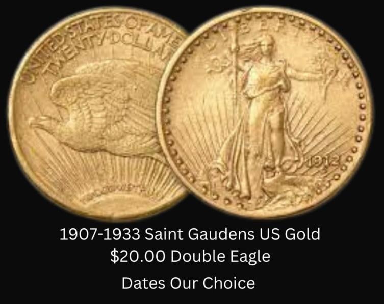 1907-1933 Saint Gaudens $20.00 Gold Double Eagle (1 of 1)