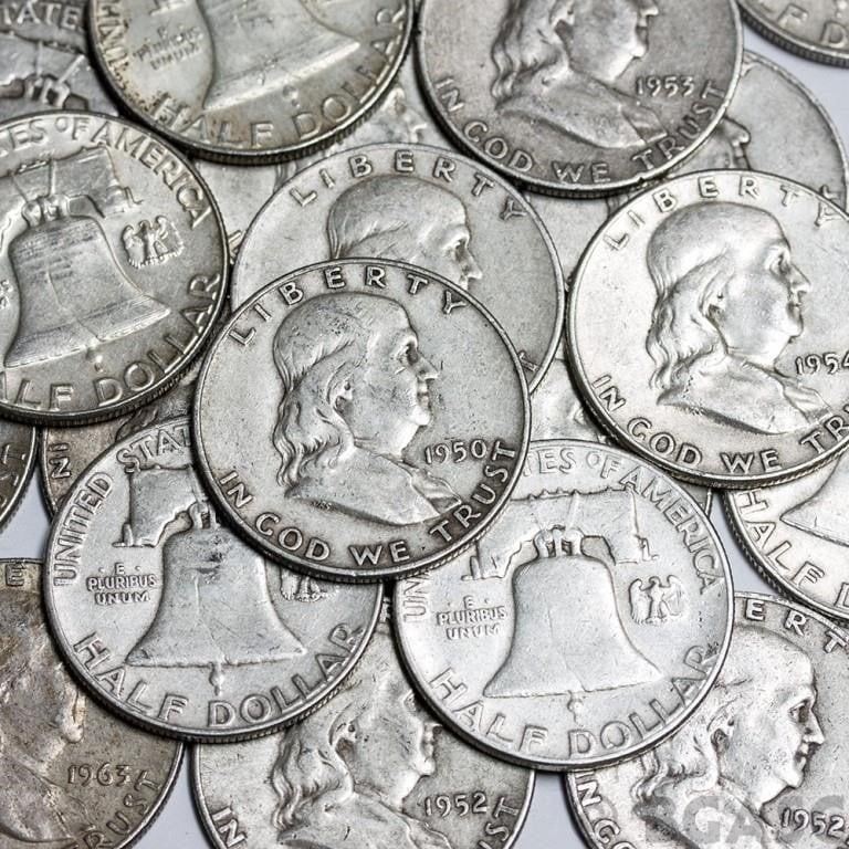 Roll (20) Mixed Date Franklin Silver Half Dollar:  