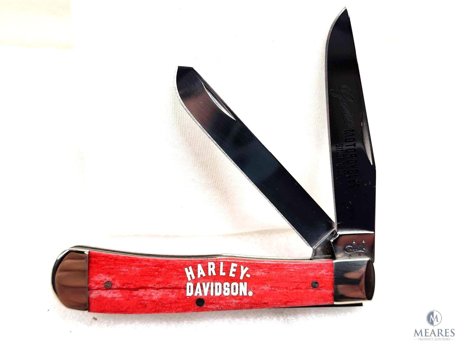 Case XX Harley Davidson Trapper Smooth Dark Red Bone Knife: New in the box.