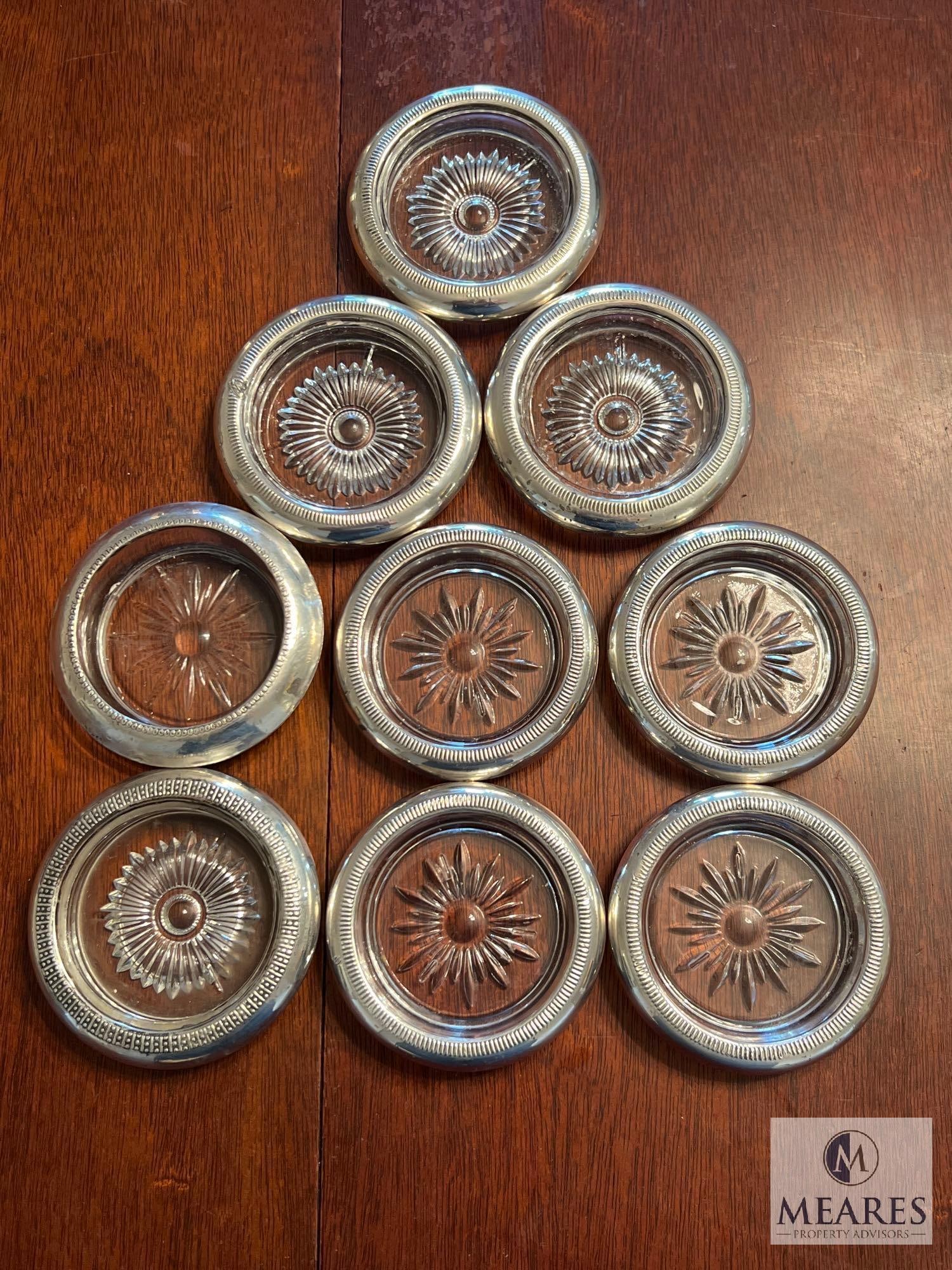 Assorted Sterling Silver Glass Coasters (1 of 3)