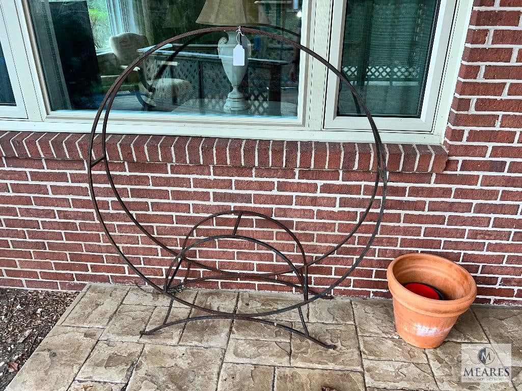 Firewood Log Rack with Flowerpots: Log rack measures approximately 52 inches. Pickup date is FIRM - April 9 (10:00-4:00) - any items left on April 9, 2024, will be deemed abandoned with no refunds given. If you cannot fulfill this obli