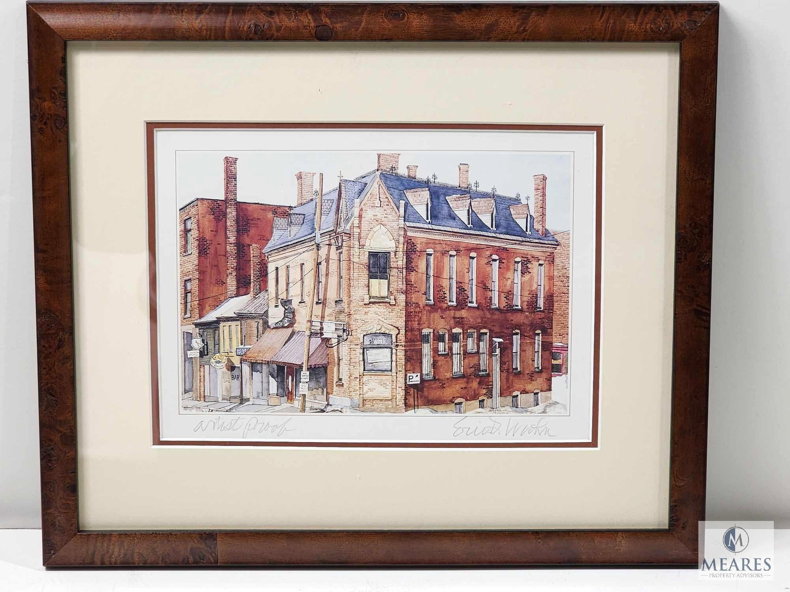 Framed and Signed Belfast, ME National Bank Artist Proof: Measures 15.75 x 12.5 framed. Was not removed from frame for further inspection.