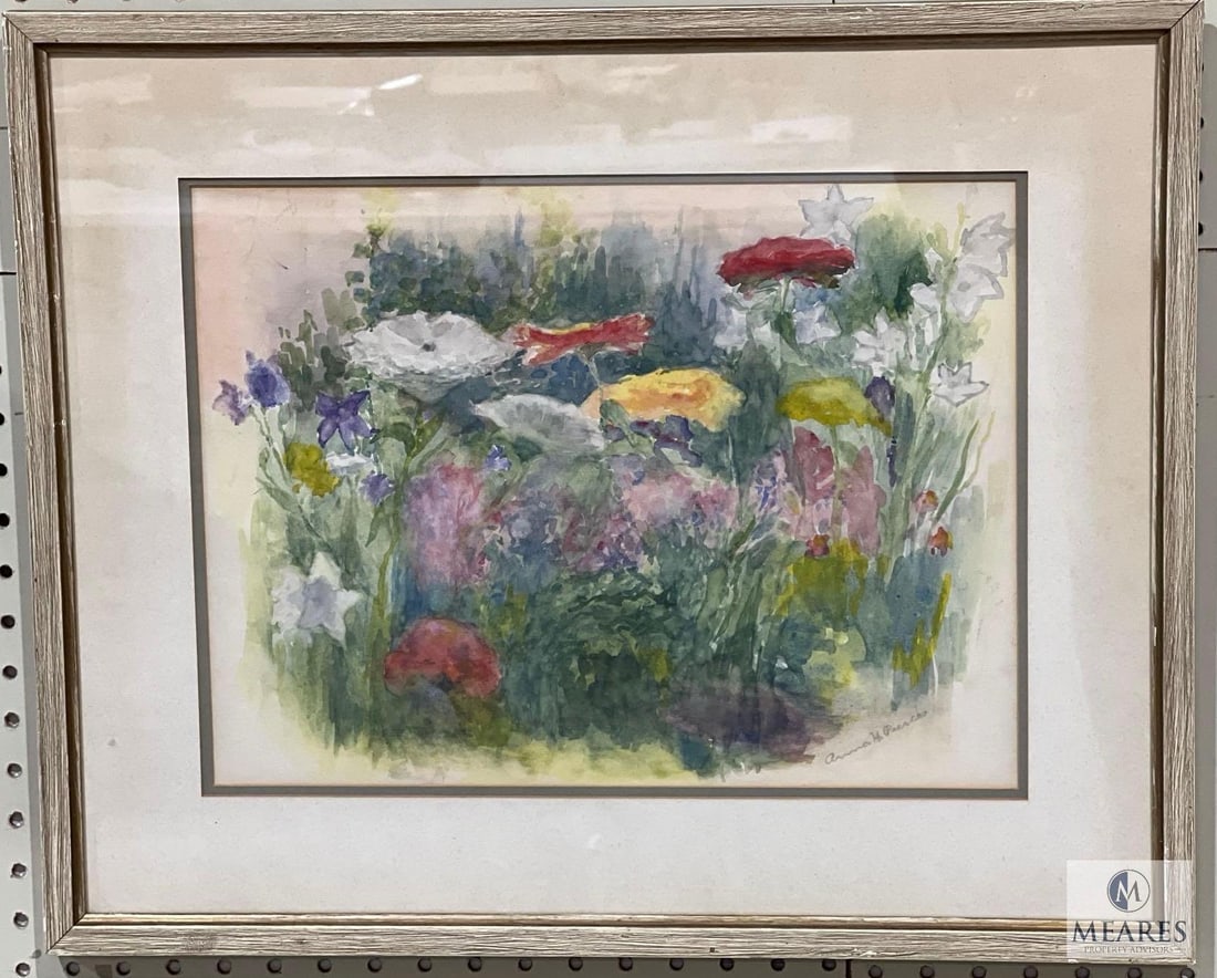 Framed and Signed Anna H. Pierce Watercolor with Letter from the Artist: Measures 22.2 x 18.5 framed. Was not removed from frame for further inspection.