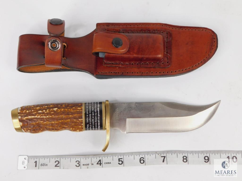 New Schrade Uncle Henry 5 1/2" Fixed Blade Hunter with Leather Sheath (1 of 6)