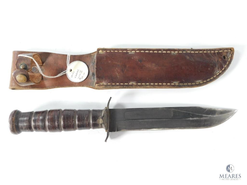 USMC WWII Kabar Knife with Leather Sheath (1 of 7)