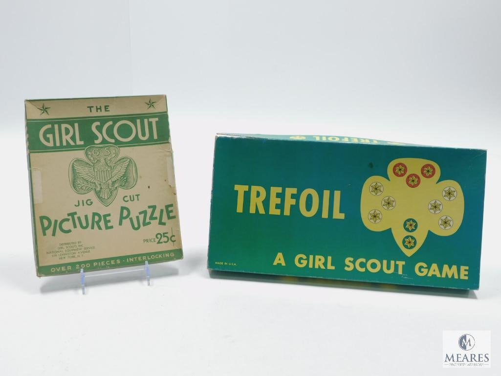 The Girl Scout Jig Cut Picture Puzzle & Trefoil A Girl Scout Game:  