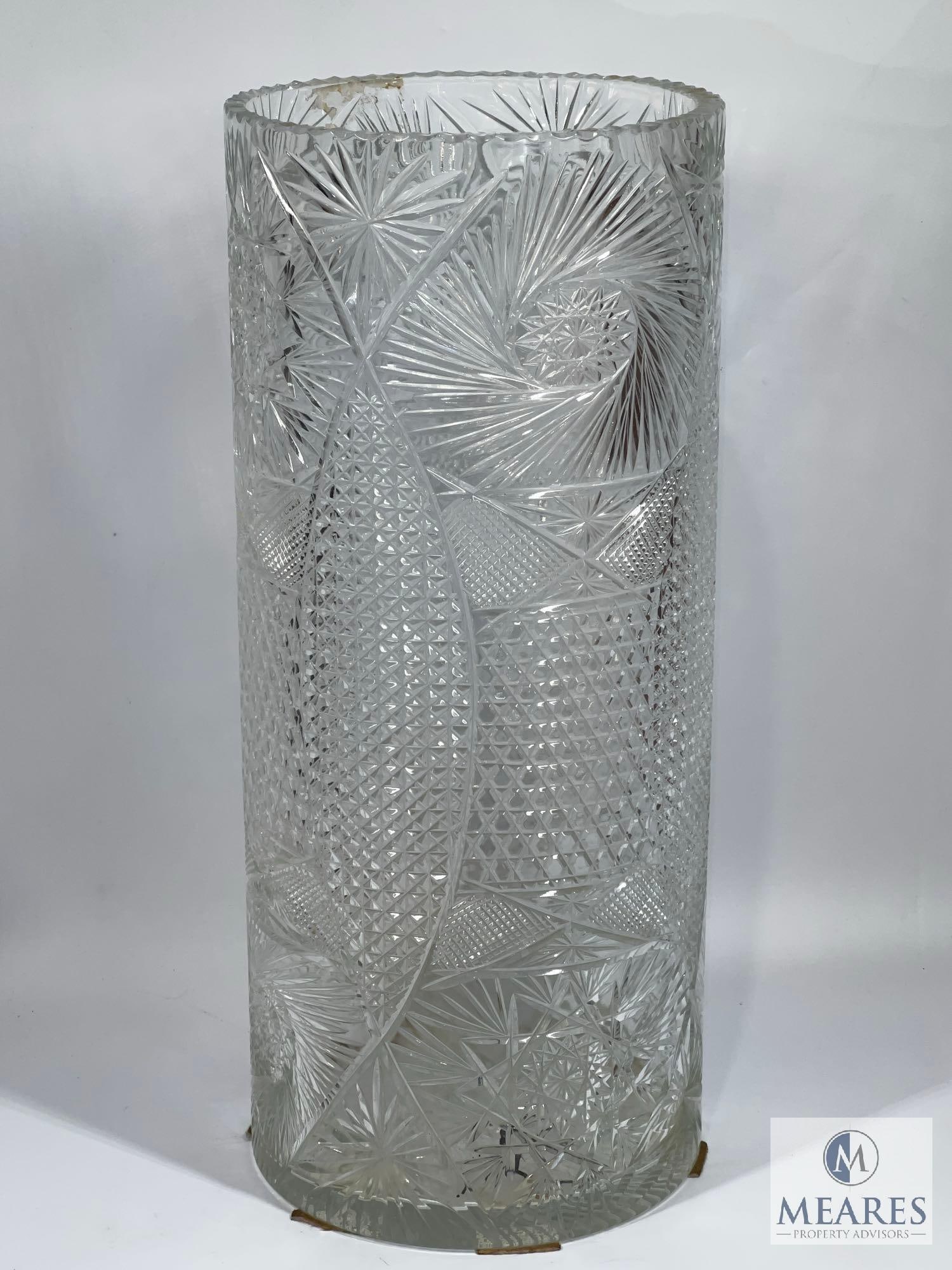 Large 20" Tall Cut Glass Umbrella Stand (1 of 6)