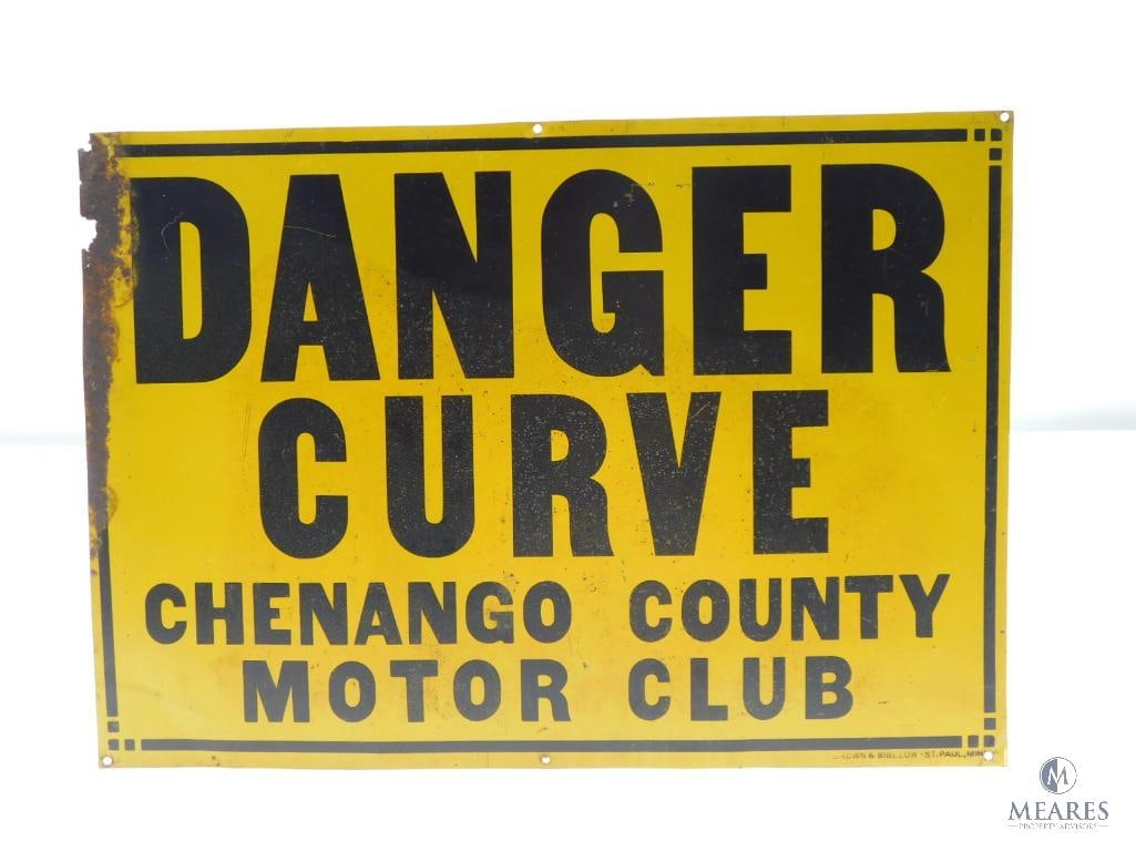 Danger Curve Chenango County Motor Club Street Sign - Brown & Bigelow - St Paul, MINN (1 of 4)