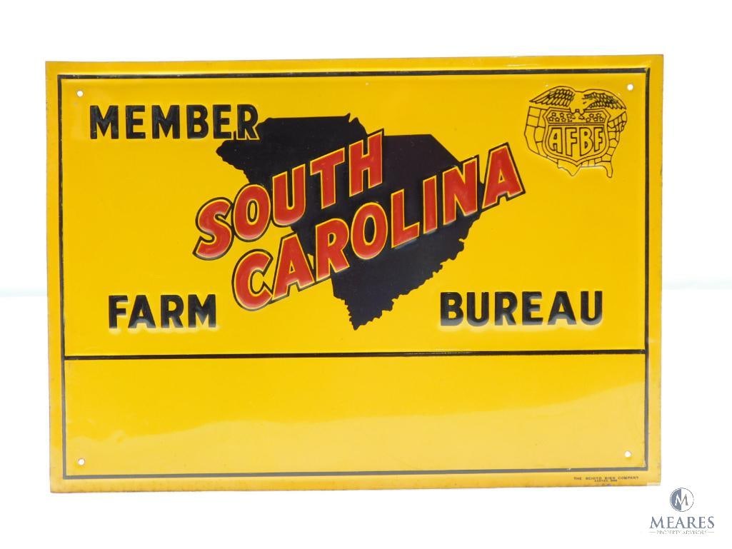 Single-sided Embossed Tin Lithograph Member of the South Carolina Farm Bureau Sign - SCIOTO Sign ... (1 of 4)