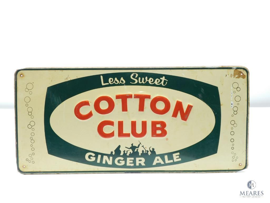 Single-sided Embossed Metal Tin Lithograph Cotton Club, Ginger Ale Sign (1 of 5)