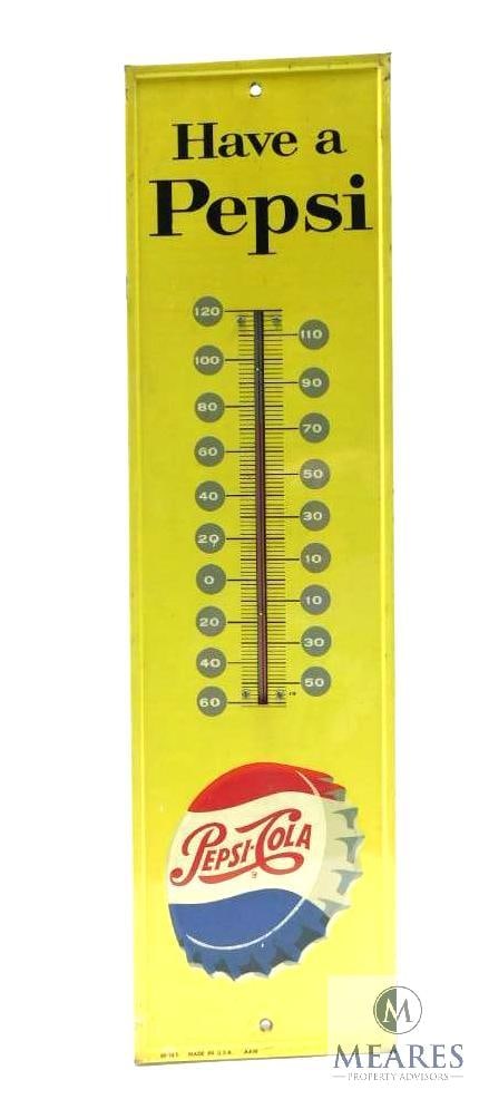 Embossed Tin Lithograph Have a Pepsi Thermometer Metal Sign M-165 USA Made AAW (1 of 6)