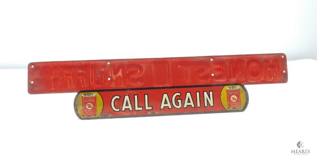 Embossed Tin Lithograph Honest Scotch Snuff Sign - Dual Purpose - Double Sided (1 of 4)