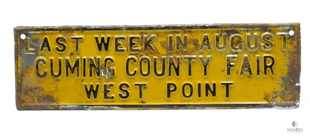 Single-Sided Embossed Tin Cuming County Fair Advertising Sign (1 of 4)