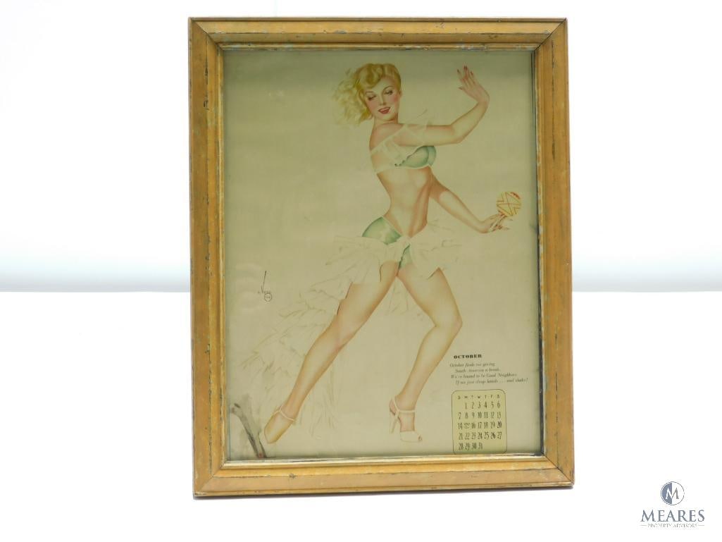 Framed October 1945 Varga Pinup Girl Calendar (1 of 5)