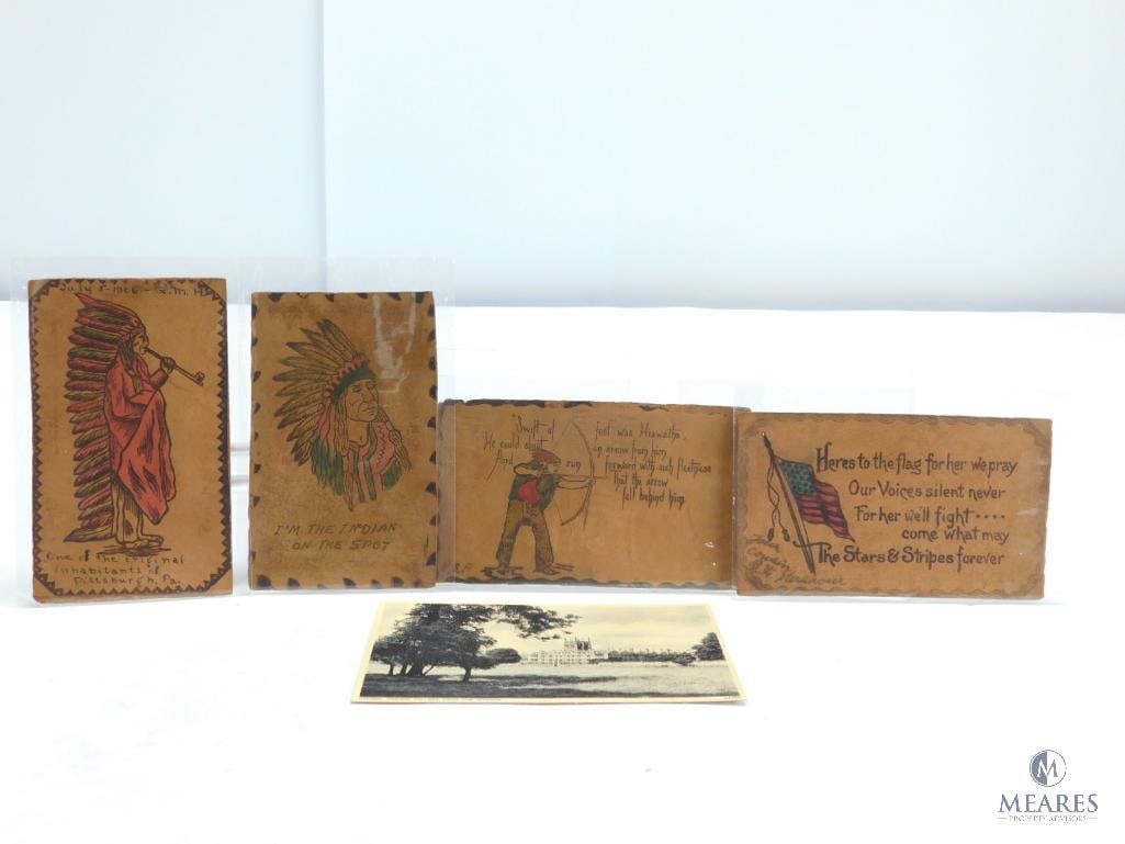 Four 1906 Antique Leather Postcards (1 of 13)