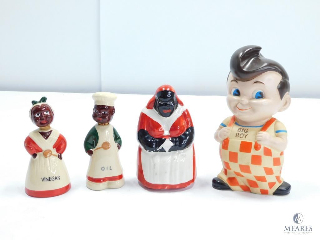 Vintage Big Boy Coin Rubber Bank, Vintage Black Americana Oil and Vinegar Chef Set (1 of 7)